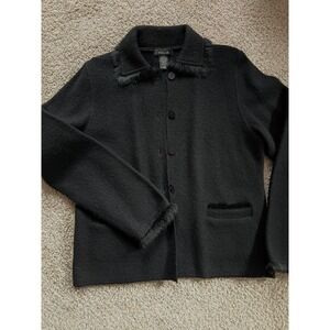 Willi Smith blazer Wool Angora Rabbit Hair Trim Button down career Jacket Size L